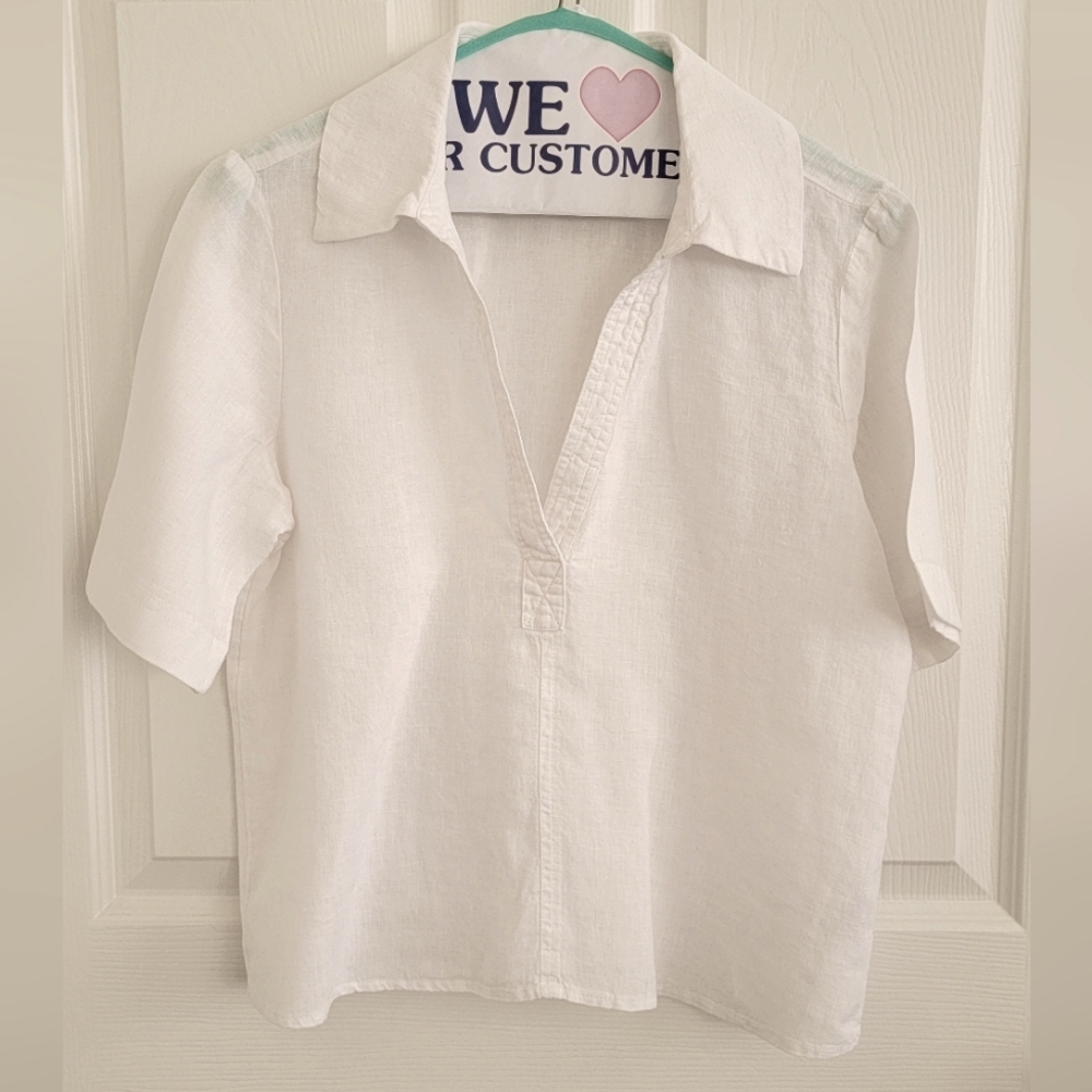 J. Crew Bungalow popover top in linen, size XS - Picture 6 of 13